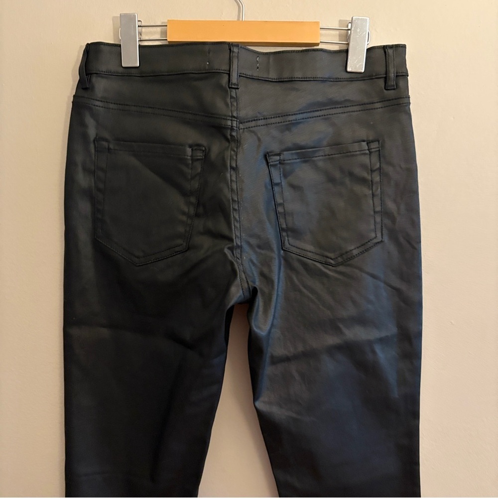 H&M Black Wax Skinny Jeans,  Faux Leather Look – Size 10 Like New - Picture 13 of 15